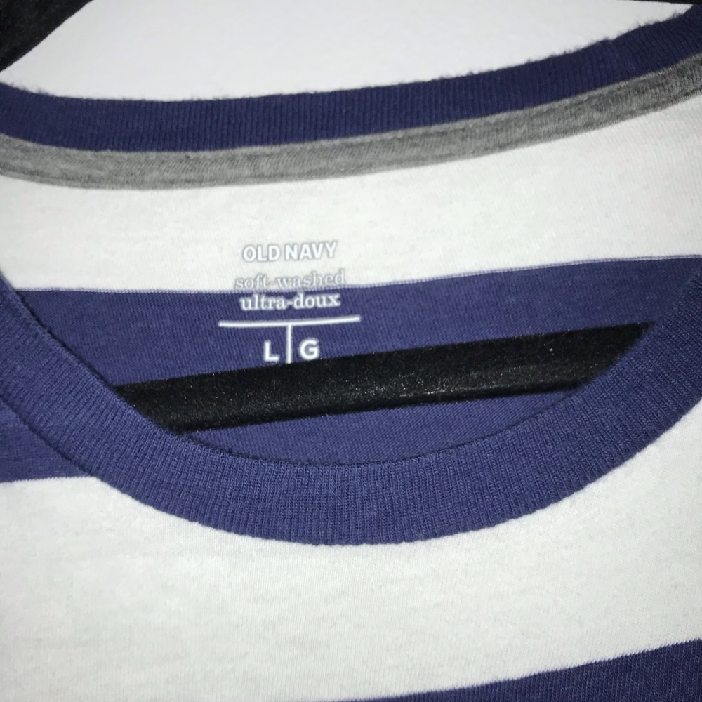 ❗️SALE❗️Men’s Old Navy Blue and White Striped Tee - Picture 2 of 3